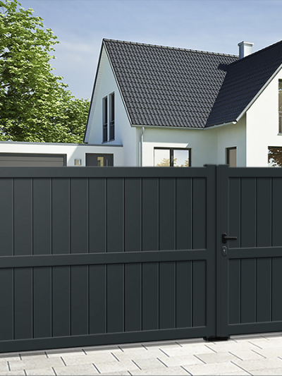 Portail battant asymétrique aluminium Premium - Plein - MELVILLE