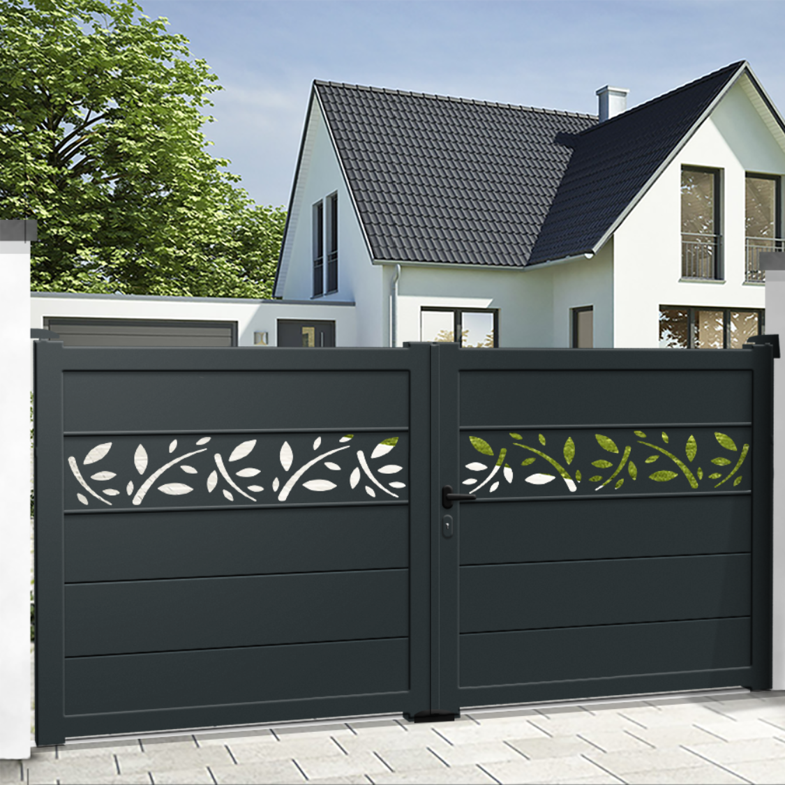 Portail battant aluminium Premium - Semi-ajouré - NAIROBI