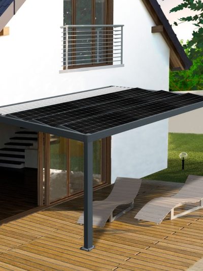 Pergola aluminium solaire adossée POWER - Gamme professionnelle 28m²